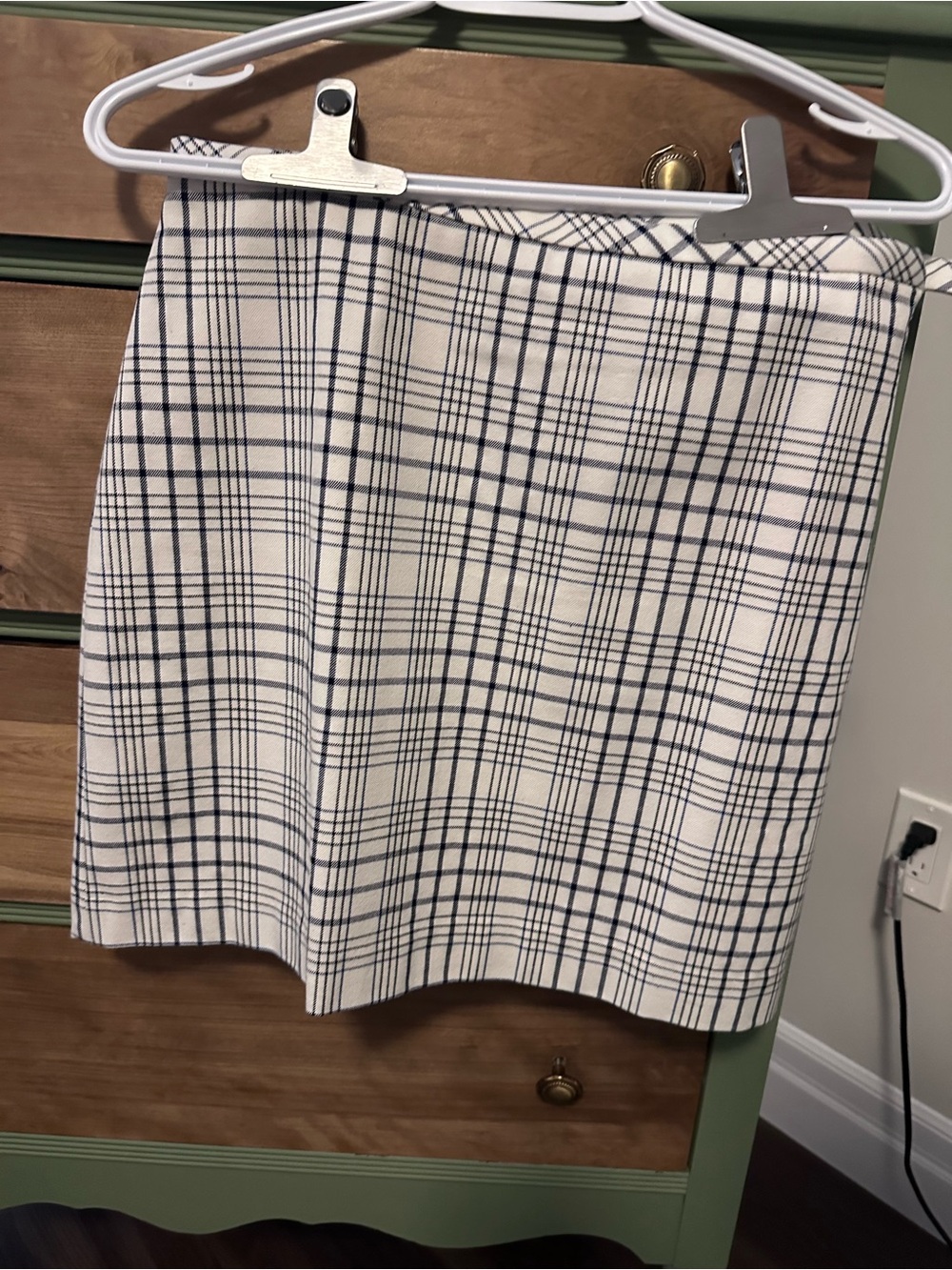 Banana Republic Navy and White Plaid Mini Skirt